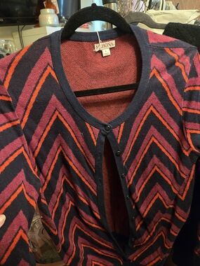 Merona Chevron-Stripe Button Cardigan - Navy, Pink & Orange